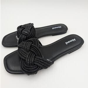 Abound Imani Flat Sandals Rhinestone Slip-On Women's Black Size US9.5 EU40